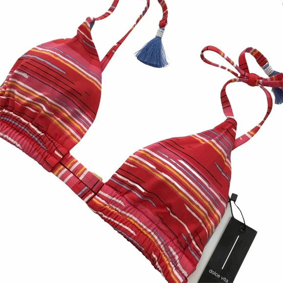 NEW Dolce Vita Tie Strap Triangle Bikini Top Size Small NWT - Picture 4 of 10